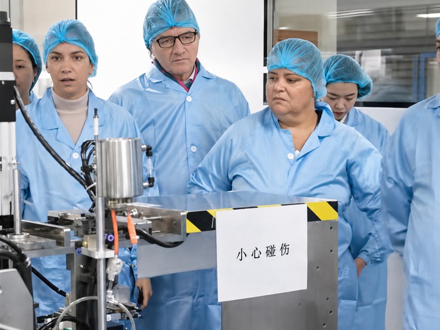 Client group meeting with Tide factory staff during a Guangzhou facility visit